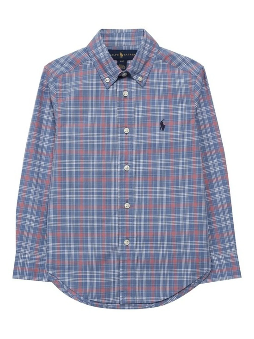 Ralph Lauren Blue and Pink Plaid Cotton Button-Down Shirt